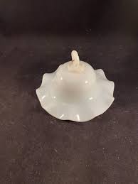antique milk glass kerosene smoke bell with ruffled ...