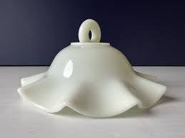 Ruffled White Milk Glass Smoke Bell Opal Parlor Hanging Lamp ...