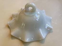 antique milk glass kerosene smoke bell with ruffled ...