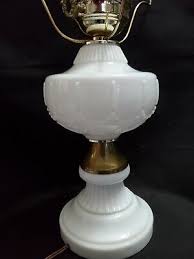Vintage White Hobnail Milk Glass & Brass Hurricane Table Lamp Frosted Chimney | eBay Australia