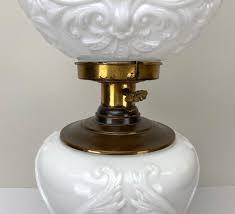 Victorian Cherub Face Milk Glass Double Globe and Bronze Converted Parlor Oil Lamp at 1stDibs
