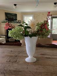 Jarrón vintage Jeannette de vidrio lechoso de 23 cm, años 50, estilo rústico shabby chic. - Etsy México