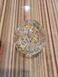 VINTAGE ART GLASS MULTICOLORED CONFETTI PAPERWEIGHT FLOWER STEM VASE | eBay