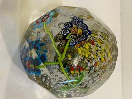 Antique Bohemian Art Glass Faceted Paperweight With Controlled Bubbles 1930s - Etsy