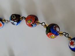Vintage Millefiori Italian Venetian Glass Large Bead Chain Link Necklace 14-18"L | eBay