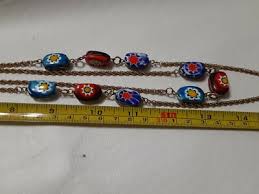 Vintage Italian Venetian Murano Milifiori Art Glass Bead Necklace 12k GF 30" | eBay