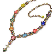 Millefiori Glass Y Necklace: Geometric Rainbow Venetian Art ...