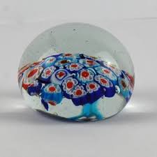 Vintage Millefiori Glass Paperweight, 1950s | Chairish