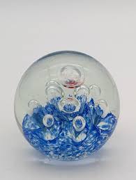 Vintage Art Glass Paperweight Bubbles With Blue Base Color - Etsy Denmark