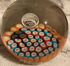 Vintage Millefiori Art Glass Paperweight 3.5" Colorful ...