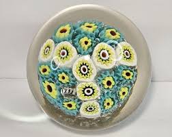 Art Glass Millefiori 1832 Paperweight Blue Yellow White ...