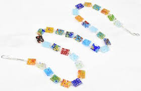 Silver Plated 23" Multi Color Square Milestone Bead Necklace ...