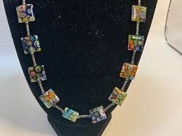 VTGMURANO Millefiori SQUARE Necklace & bracelet Earrings Set ...