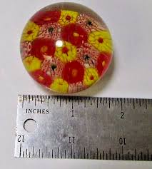 VTG Miniature Art Glass Millefiori Cane Floral Paperweight 2 ...