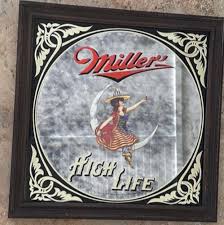 Miller High Life Bar Mirror/Sign Vintage - "Girl on the Moon ...