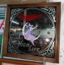 Miller High Life Beer Advertising Mirror, "Witch on the Moon ...