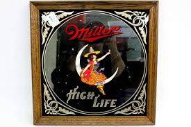 Vintage Miller High Life Beer Girl in the Moon Reverse Glass ...