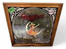 Lot - Miller High Life Wood Mirrored Sign