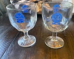 Vintage Pabst Blue Ribbon Chalet Thumb Print Glasses Two ...