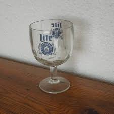 Vintage Miller Lite Beer Glass Thumbprint Goblet 1970's ...