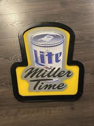 Vintage MILLER TIME Miller Lite Beer Can Mirrored Bar Mirror ...