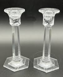 Set Of 2 Miller Rogaska Clear Crystal Candle Holders 8 Inch ...