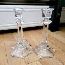 Vintage Set of 2 Crystal Glass Candle Stick Holders | eBay