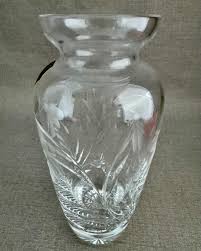 English Stuart Crystal Vase: Etched Cascade Fuchsia Pattern ...