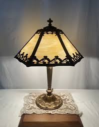 RESTORED Antique Vtg Pittsburgh Slag Stained Glass Table Lamp Handel Tiffany Era | eBay