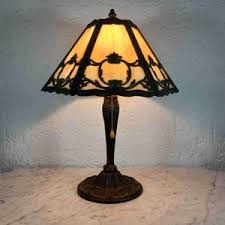 Amber Slag Glass Lamp – Antique Style Caramel Panel Shade With Cast Filigree Overlay - Etsy