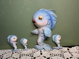 Vintage WALL FISH Adorable Pocket Fish Bathroom Retro ...