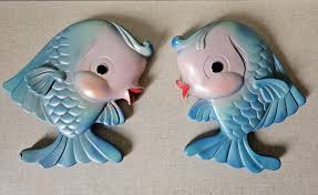 Vintage Chalkware 1971 Fish Couple, Miller Studios, Bathroom ...