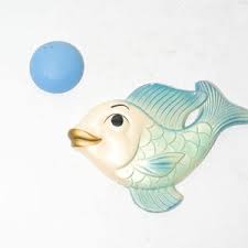 Vintage Chalkware Fish and Bubble, Miller Studio, 1964, AS ...