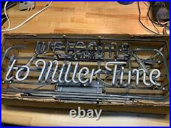 Vintage Welcome TO Miller Time Lite Neon Light Sign 28 X 10 | Vintage Neon Sign