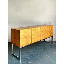 Vintage Boho Bookmatched Burl Credenza After Milo Baughman ...
