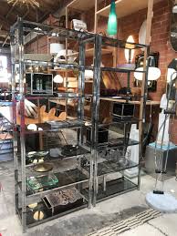 Pair of Mid-Century Modern Chrome and Glass Étagère, Italy 1970s