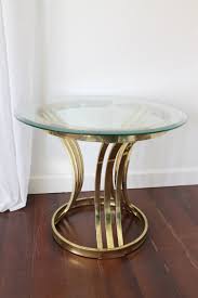 Vintage 80s Art Deco Brass Side Table: Hollywood Regency ...