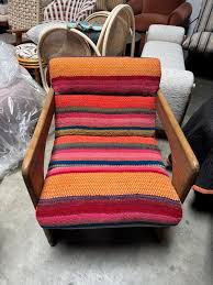 Custom Upholstered Arm Chair W/ Peruvian Textile - Etsy