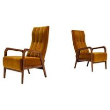 Osvaldo Borsani for Tecno 'Canada' Lounge Chair in Paisley Fabric and Wood For Sale at 1stDibs