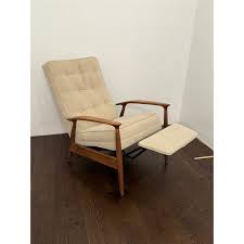 1950s Milo Baughman for James, Inc. Mid-Century Modern Walnut Upholstered Recliner | Chairish