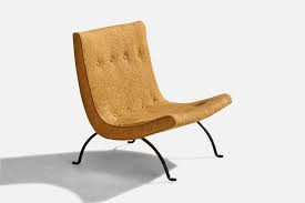 Milo Baughman, Scoop, Lounge Chair, Iron, Fabric, USA, 1950s For Sale at 1stDibs