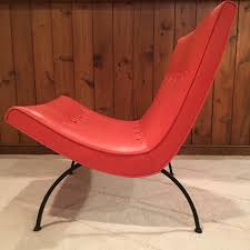 Mid Century Modern Orange Vinyl Scoop Chair in the manner of Milo Baughman - EPOCH