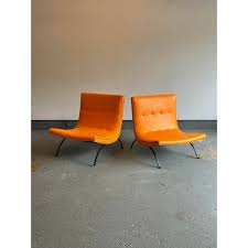 Milo Baughman Scoop Lounge Chairs for James Mfg. Unmarked - a Pair | Chairish
