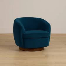 Hazel Dark Blue Velvet Swivel Accent Chair | Living Room ...
