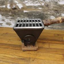 Vintage 4.5" Cast Iron Hibachi Grill With Wood Handle and Removable Grate - Outdoorsman, Camping, Tiny Living Stove - Etsy