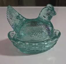 Covered Hen On Nest~Beautiful Teal ~ Wilkerson GlassMosser ...