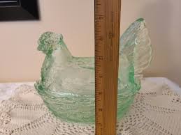 Green LE Smith Glass Large Size Hen on Nest Candy Dish 8 ...