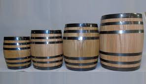 4 Pc. Oak Whiskey Barrel Canister Set - Red Head Oak Barrels