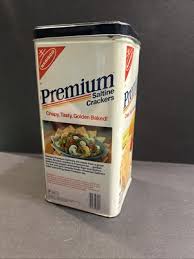 Vintage 1985 Nabisco Premium Saltine Crackers 16 OZ Metal Tin English Spanish | eBay