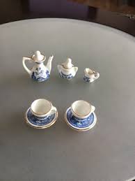 Blue Willow 10 Piece Ceramic Tea Set Tea Pot Sugar Creamer ...